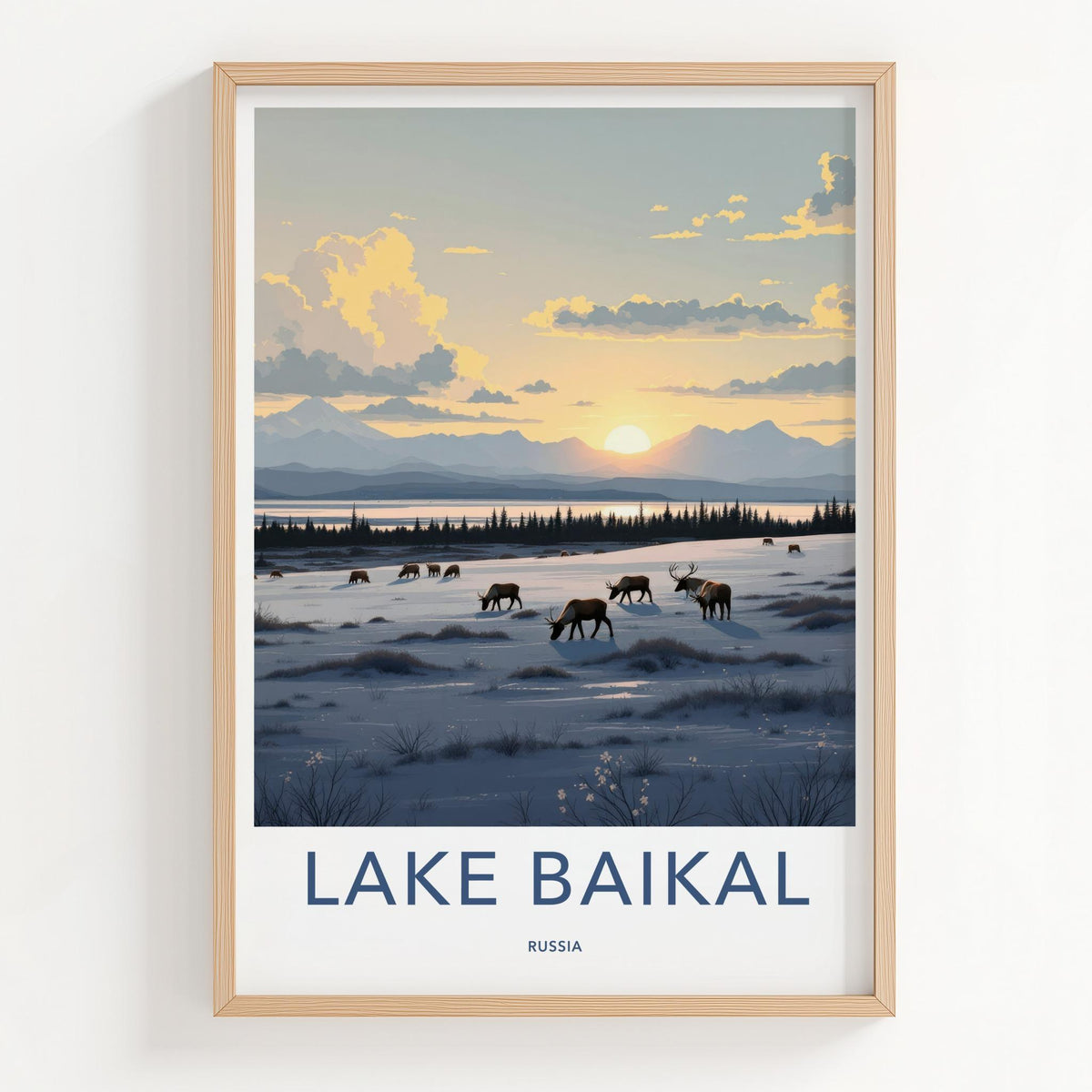 Lake Baikal Poster - Scenic Russia Wall Art With Mountain Sunset