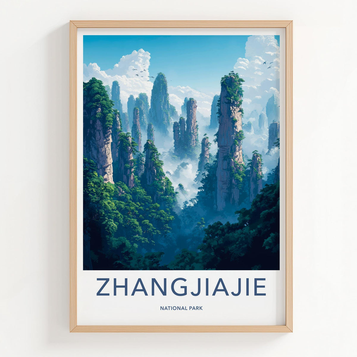 Zhangjiajie Poster - Misty Mountain Wall Art With Sandstone Pillars