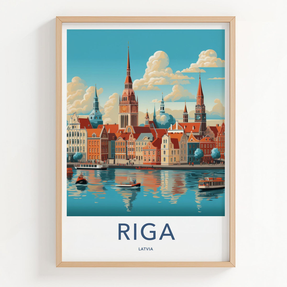 Riga Poster - Latvia Wall Art Featuring Cityscape And Gothic Church