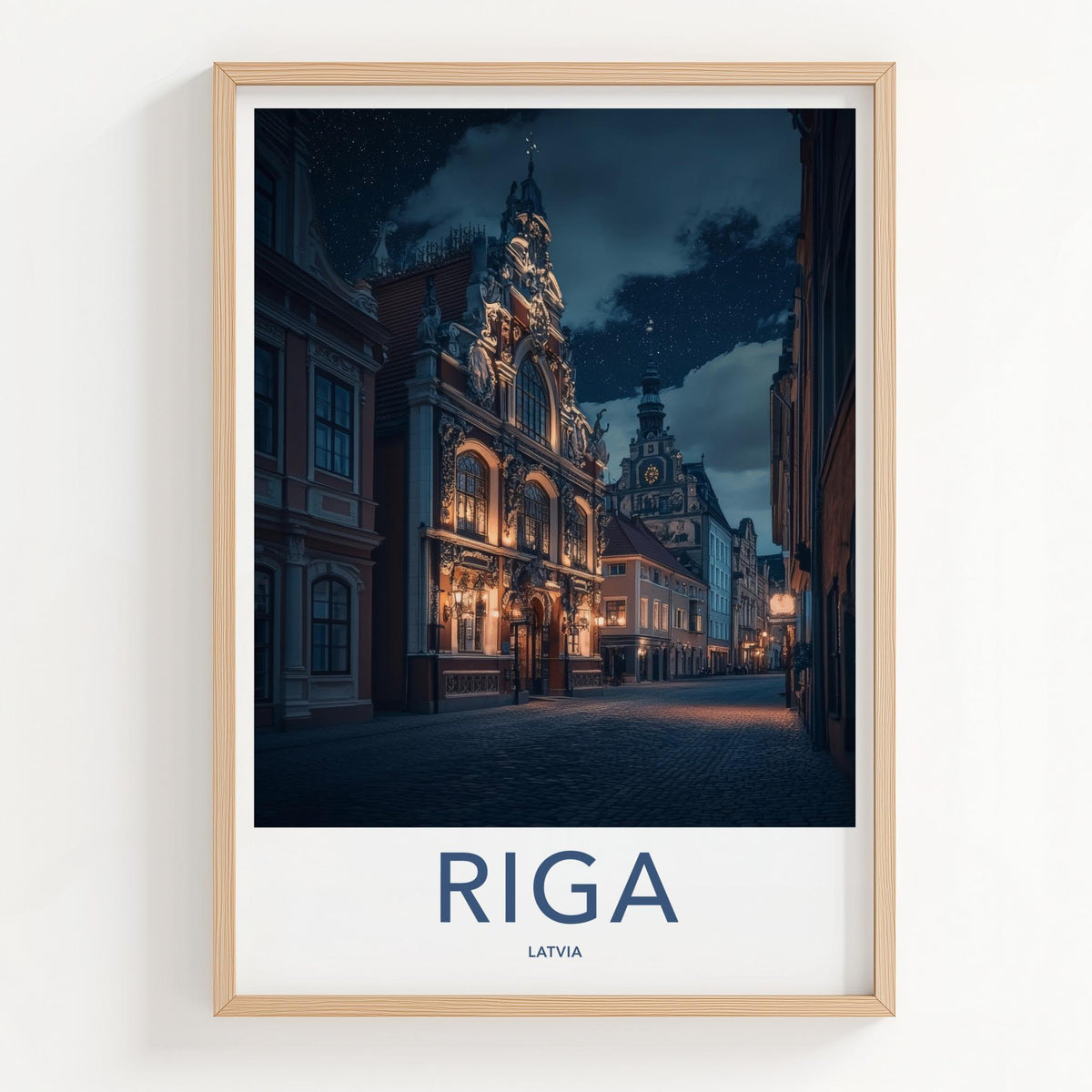 Riga Wall Art - Illuminated Old Town Print