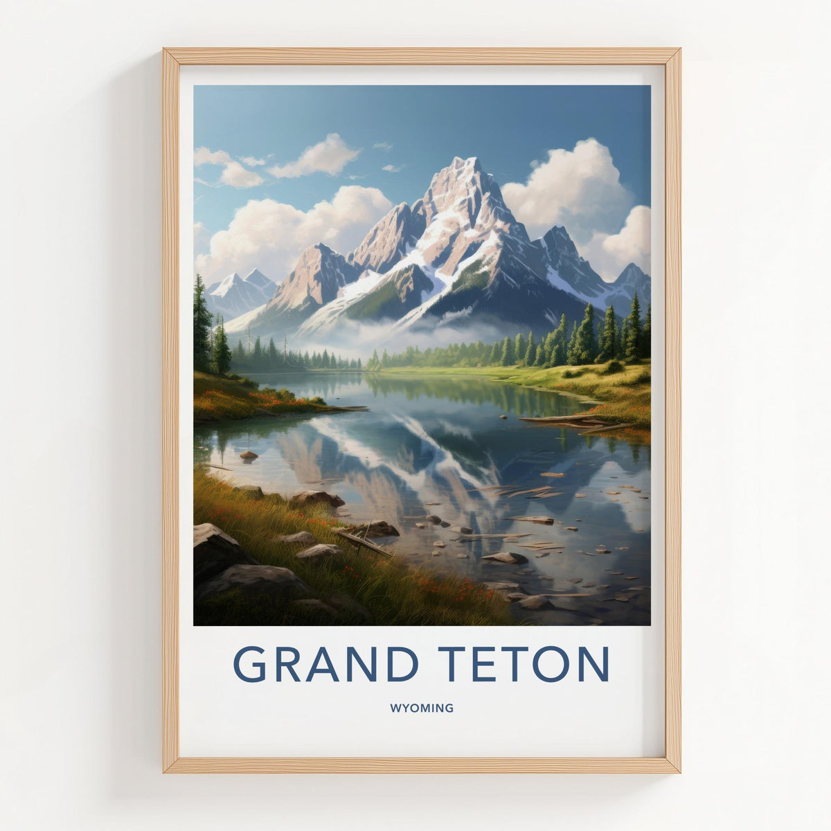 Wyoming Poster - Scenic Mountain Wall Art With Serene Lake Landscape