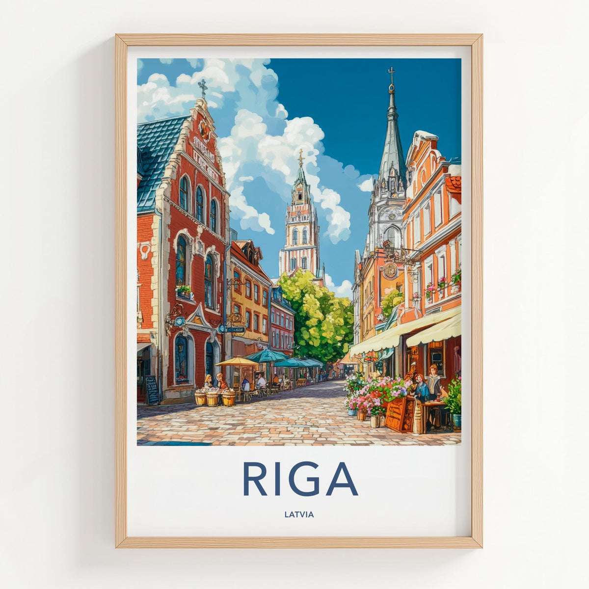 Riga Poster - Latvia Wall Art Featuring Medieval Riga Skyline & St