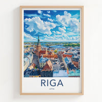 Riga Poster - Latvia Wall Art With Baltic Cityscape Decor & Historic