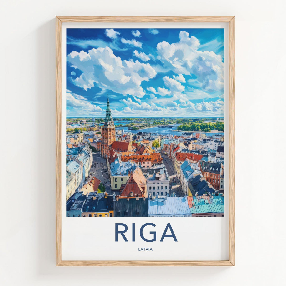 Riga Poster - Latvia Wall Art With Baltic Cityscape Decor & Historic