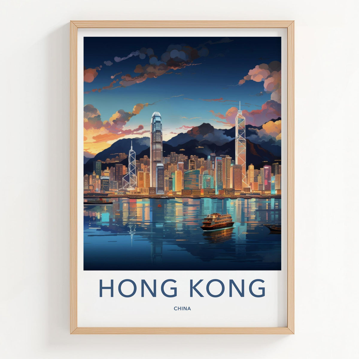 Hong Kong Poster - Cityscape Art & Victoria Harbour Urban Landscape