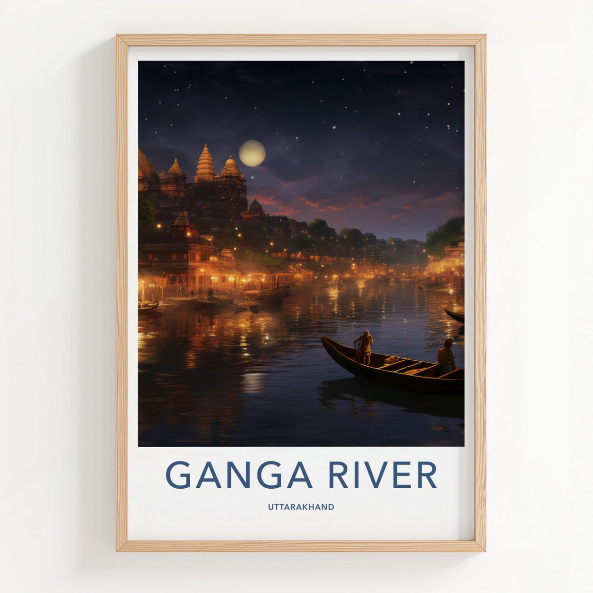 Uttarakhand Wall Art - Indian Cityscape Print With River View