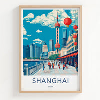 Shanghai Wall Art - Vibrant Cityscape Poster Featuring Oriental Pearl