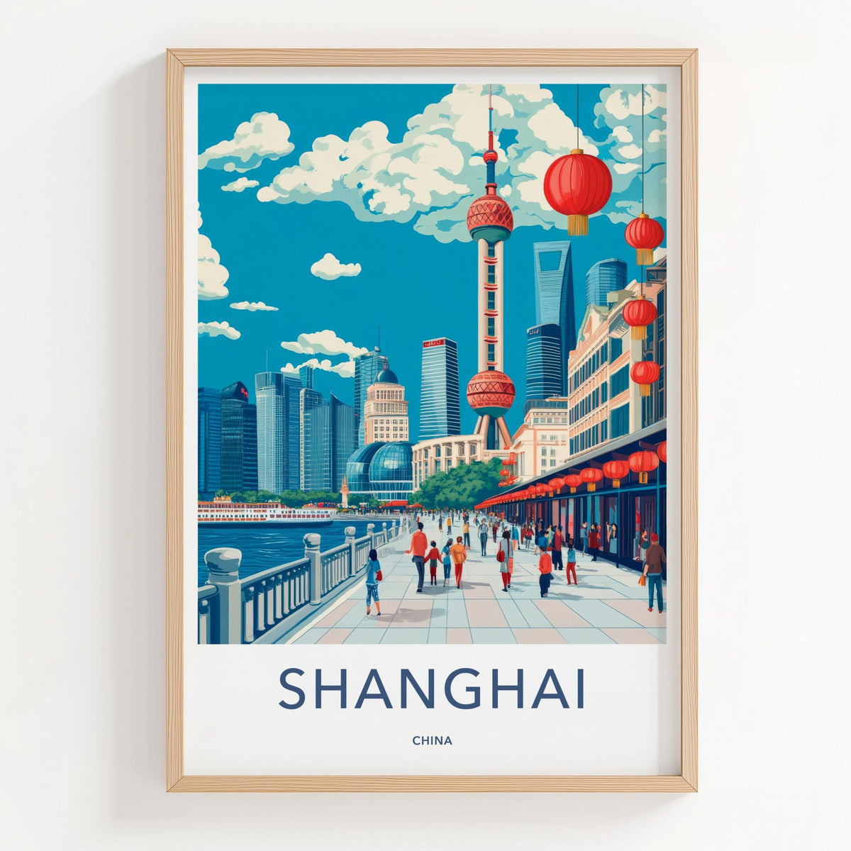 Shanghai Wall Art - Vibrant Cityscape Poster Featuring Oriental Pearl