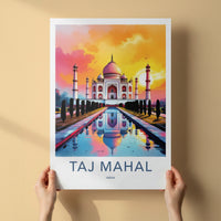 Taj Mahal Poster - India Sunset Palace Reflection Fine Art