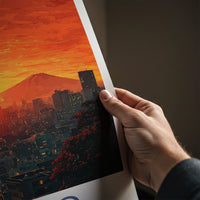 Tokyo Poster Japan Tower Cityscape Mount Fuji Travel Art