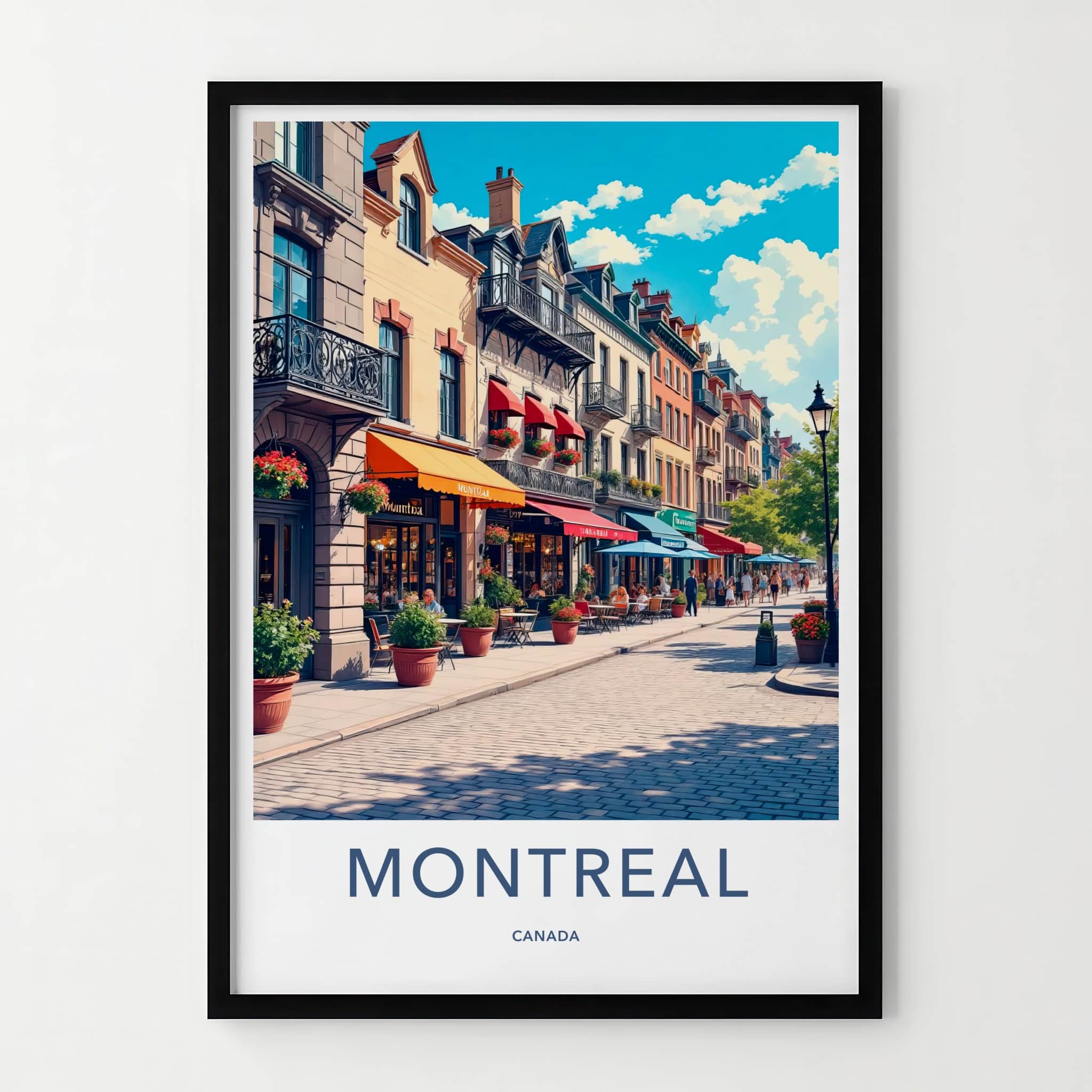 Montreal Poster - Canada Travel Art - Lively Street Scene Home Decor