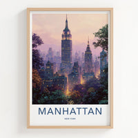 Manhattan Poster New York Empire Building City Travel Art