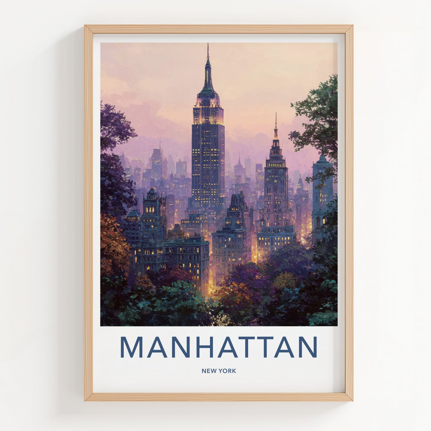 Manhattan Poster New York Empire Building City Travel Art