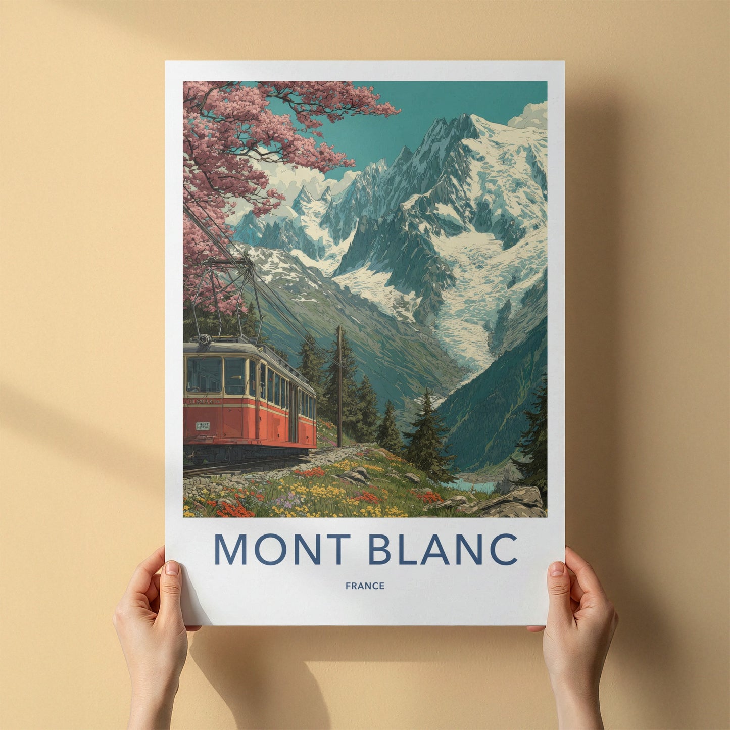Mont Blanc Poster France Travel Art Mountain Train