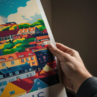 Aarhus Poster - Denmark Travel Art - Colorful city scene Home Decor