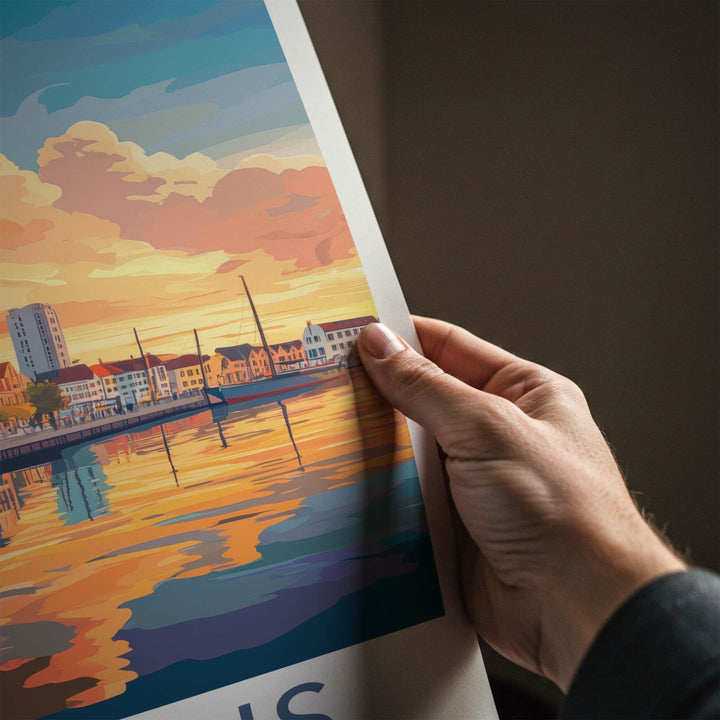 Aarhus Poster - Denmark Travel Art - Vibrant City Sunset Home Decor