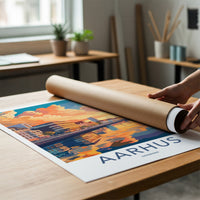 Aarhus Poster - Denmark Travel Art - Vibrant City Sunset Home Decor
