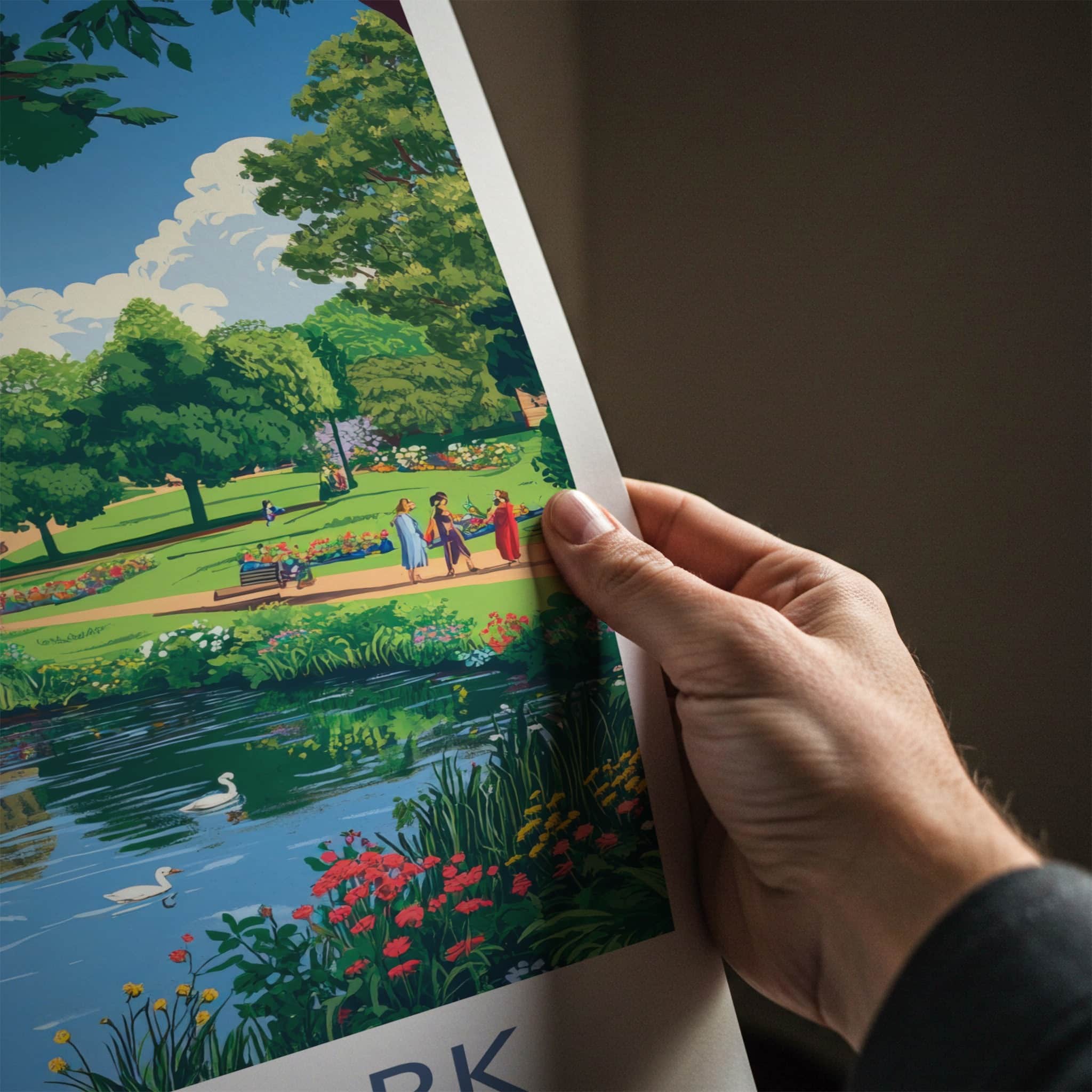Abbey Park Poster - United Kingdom Travel Art - Stone Bridge Swans Home Decor