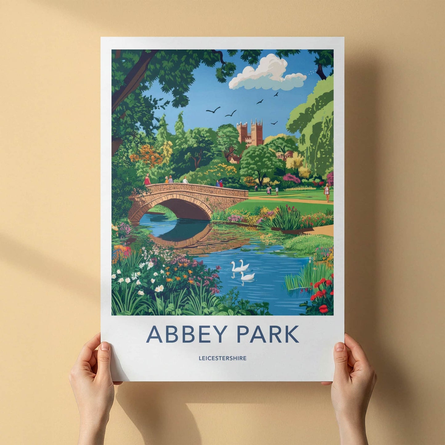 Abbey Park Poster - United Kingdom Travel Print - Historic Park Bridge Home Decor