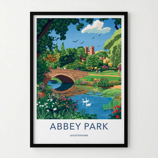 Abbey Park Poster - United Kingdom Travel Print - Historic Park Bridge Home Decor