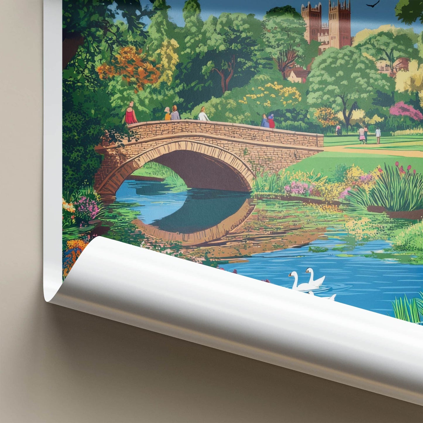 Abbey Park Poster - United Kingdom Travel Print - Historic Park Bridge Home Decor