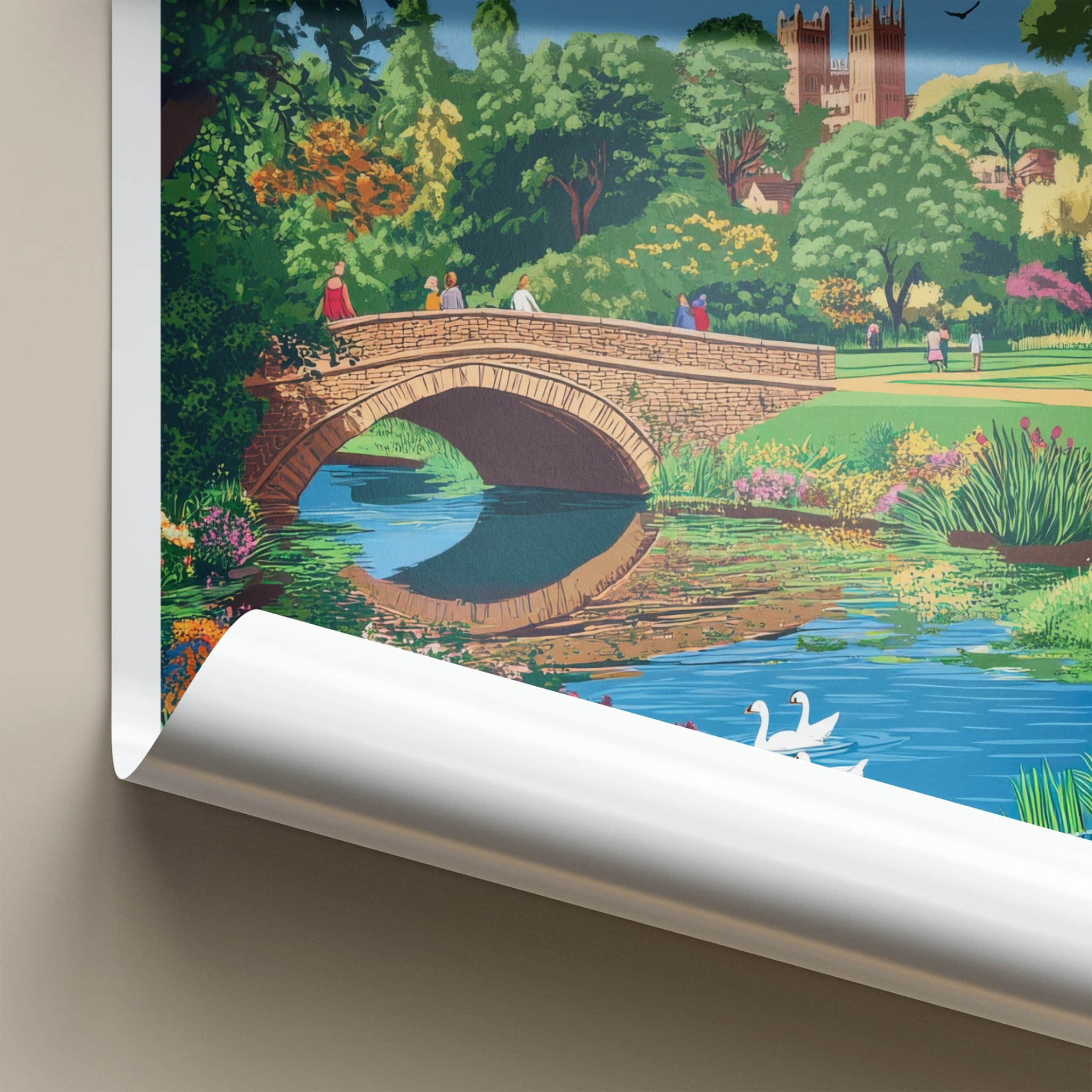 Abbey Park Poster - United Kingdom Travel Print - Historic Park Bridge Home Decor