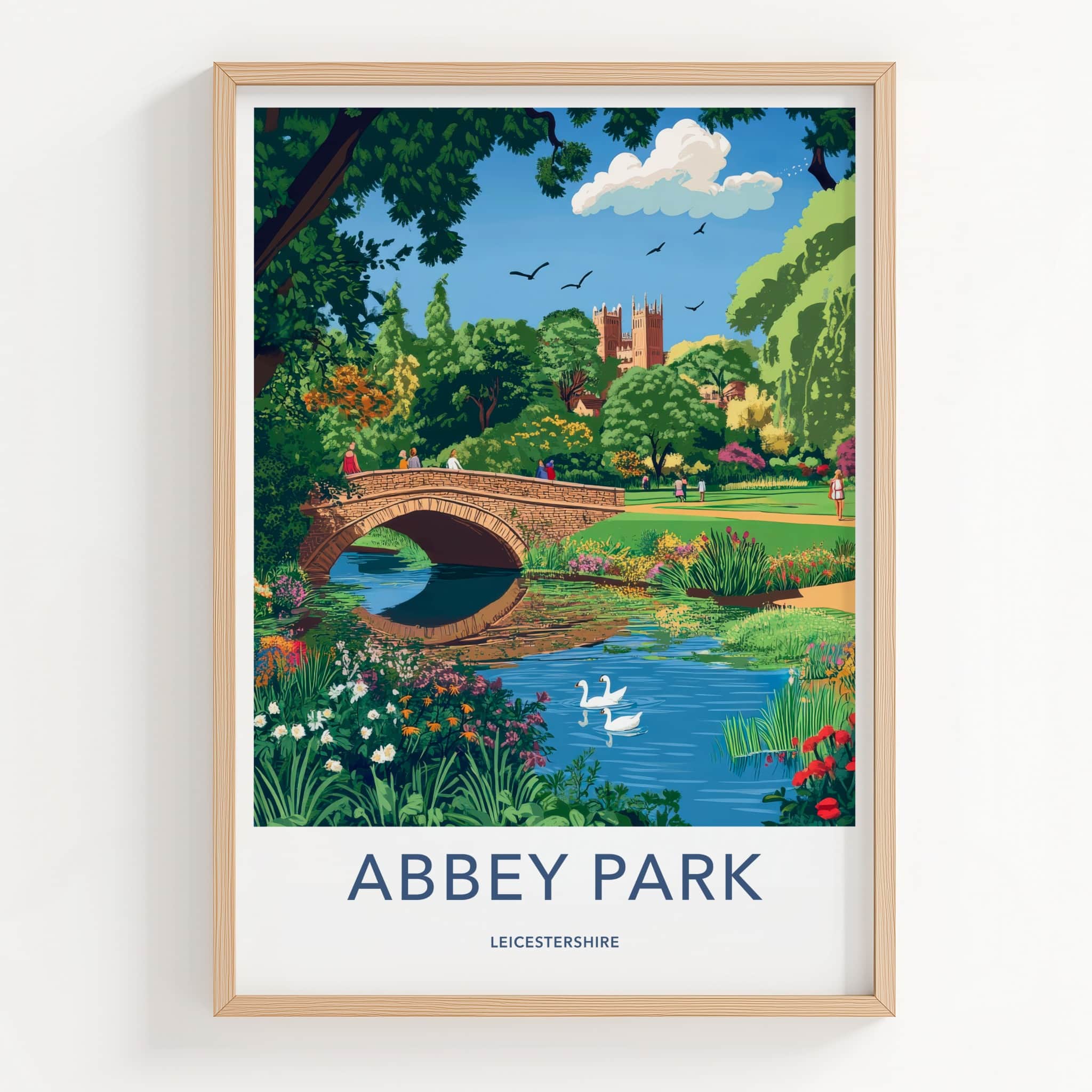 Abbey Park Poster - United Kingdom Travel Print - Historic Park Bridge Home Decor