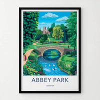Abbey Park Poster - United Kingdom Wall Art - Stone Arch River Home Decor