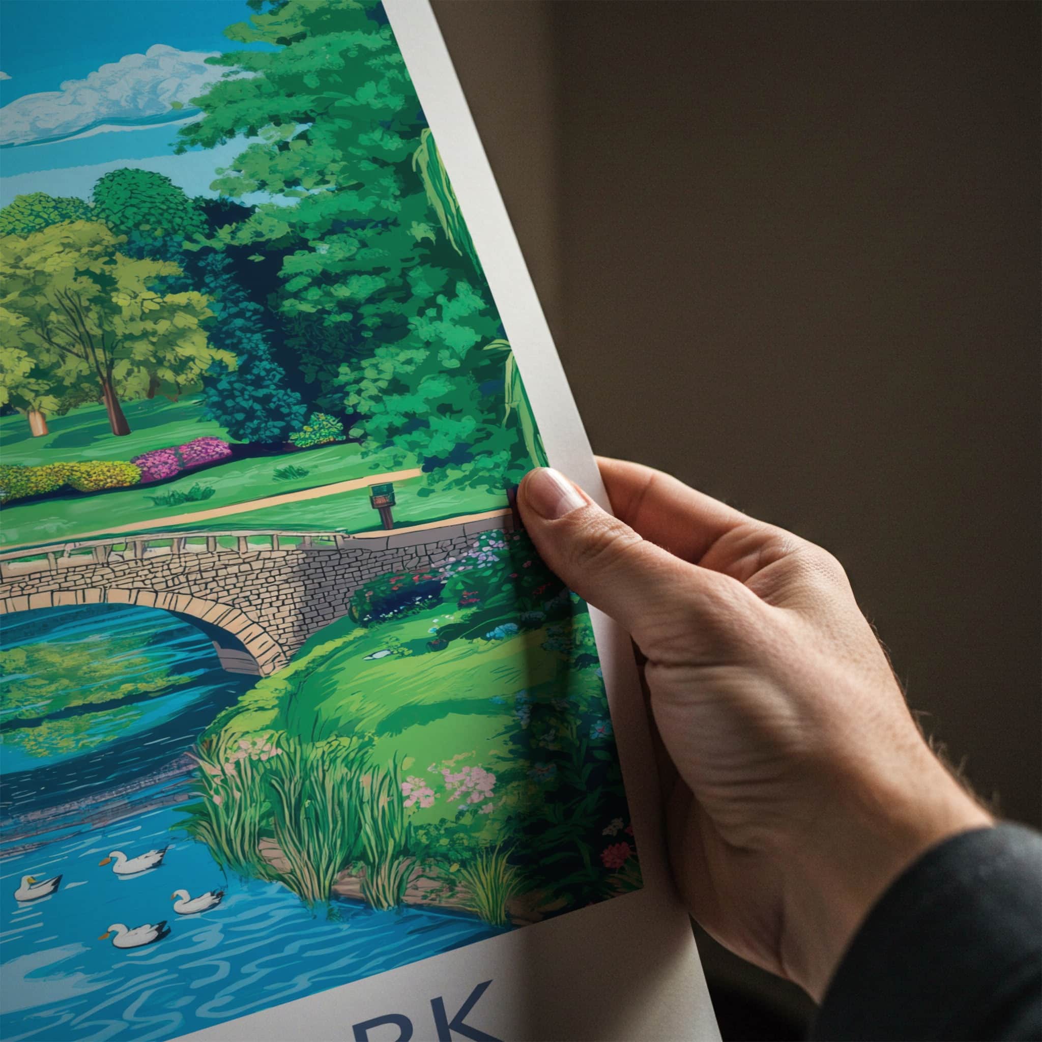 Abbey Park Poster - United Kingdom Wall Art - Stone Arch River Home Decor