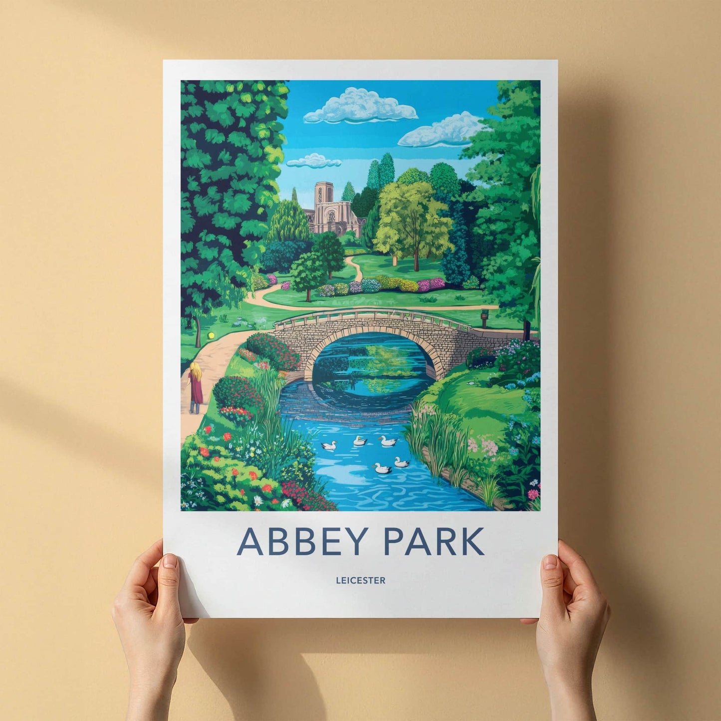 Abbey Park Poster - United Kingdom Wall Art - Stone Arch River Home Decor
