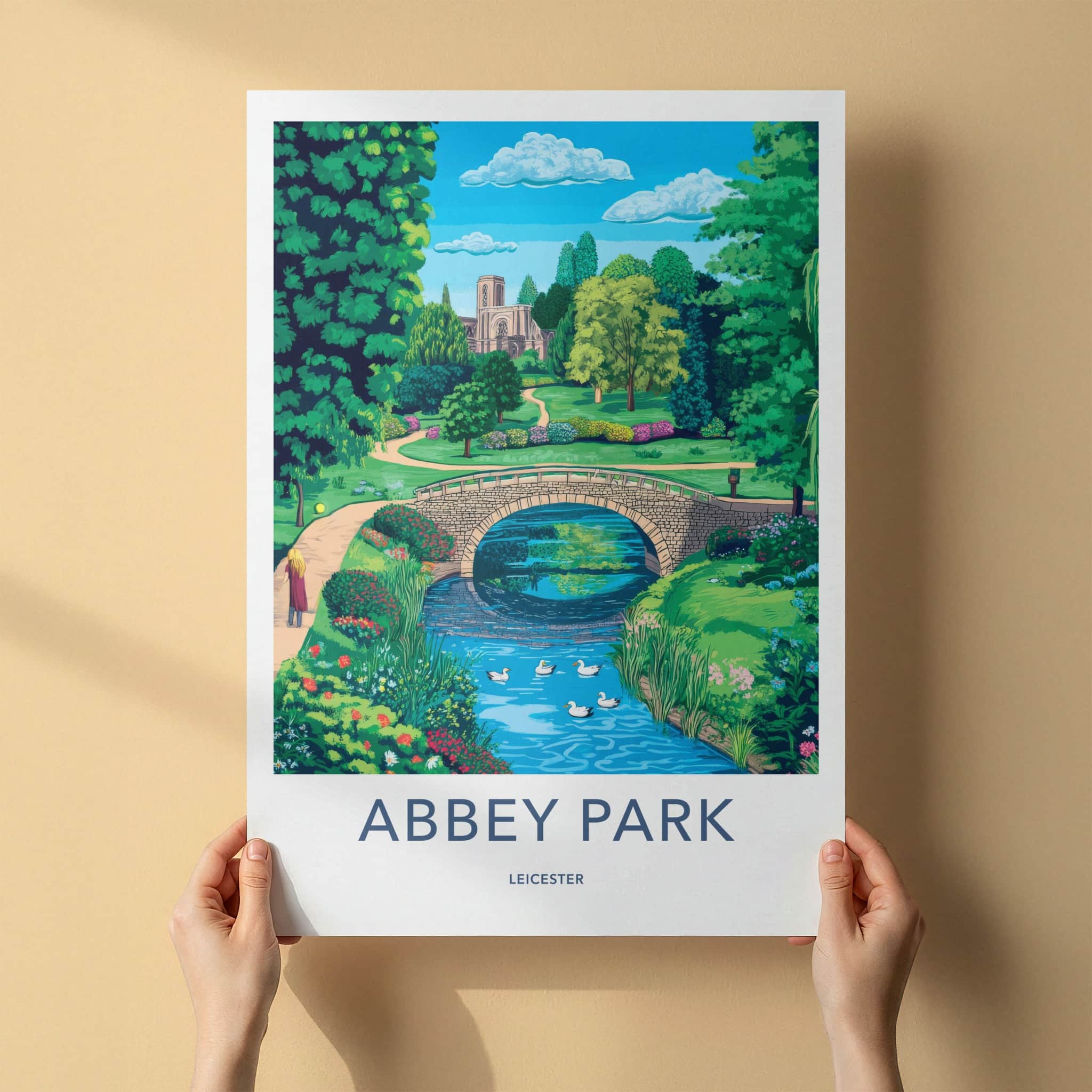 Abbey Park Poster - United Kingdom Wall Art - Stone Arch River Home Decor