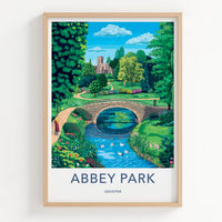 Abbey Park Poster - United Kingdom Wall Art - Stone Arch River Home Decor