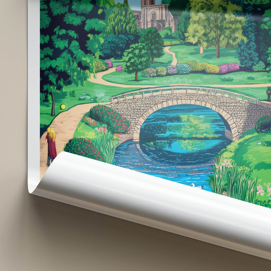Abbey Park Poster - United Kingdom Wall Art - Stone Arch River Home Decor