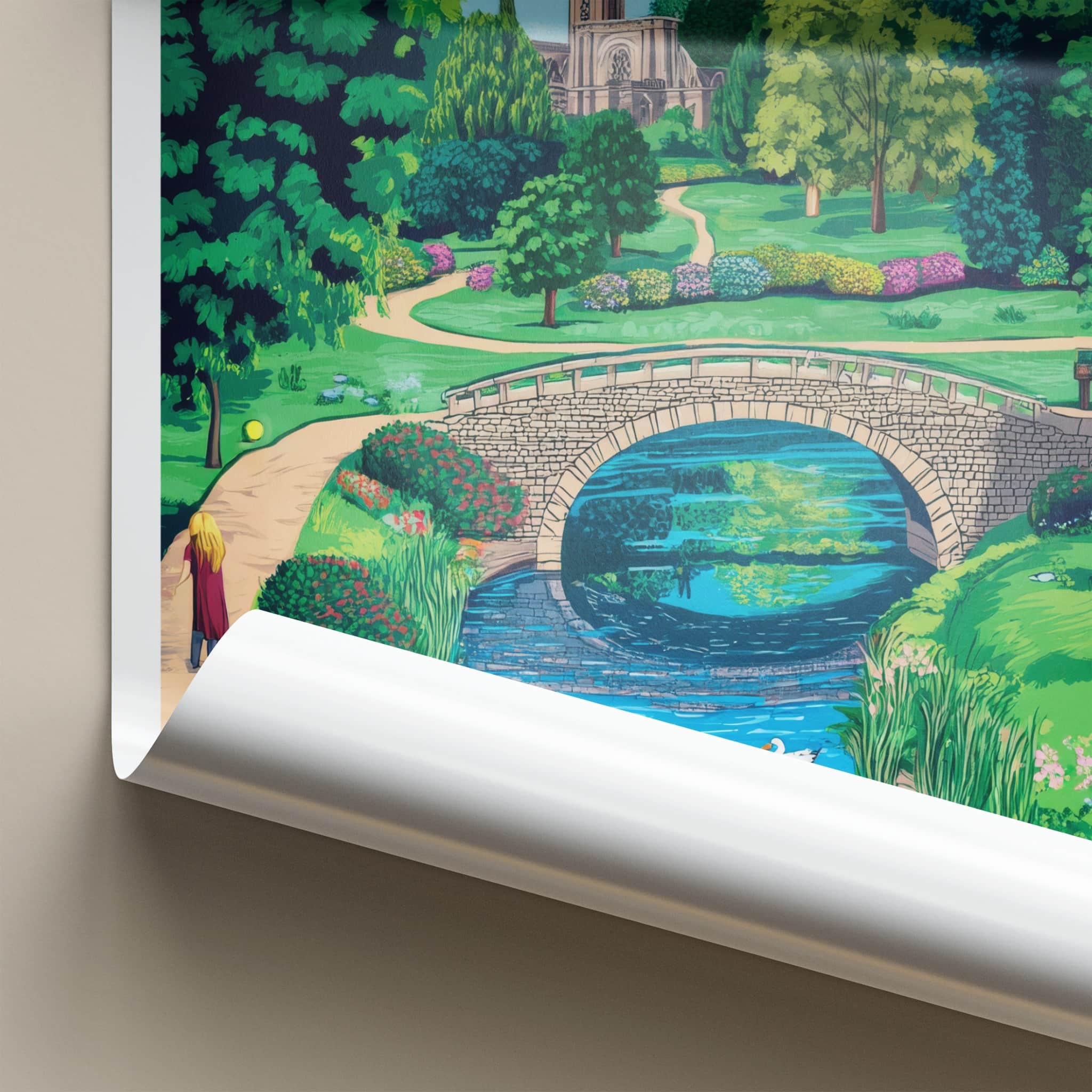Abbey Park Poster - United Kingdom Wall Art - Stone Arch River Home Decor