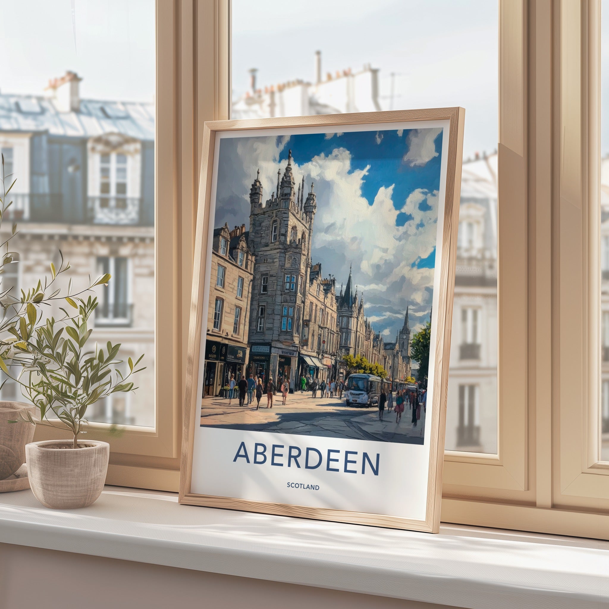 Aberdeen Poster - Scotland Travel Art - Busy Urban Street Home Decor