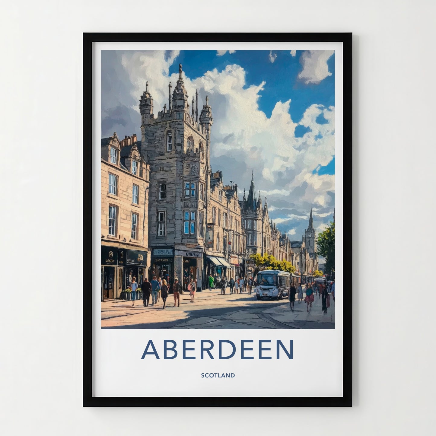 Aberdeen Poster - Scotland Travel Art - Busy Urban Street Home Decor