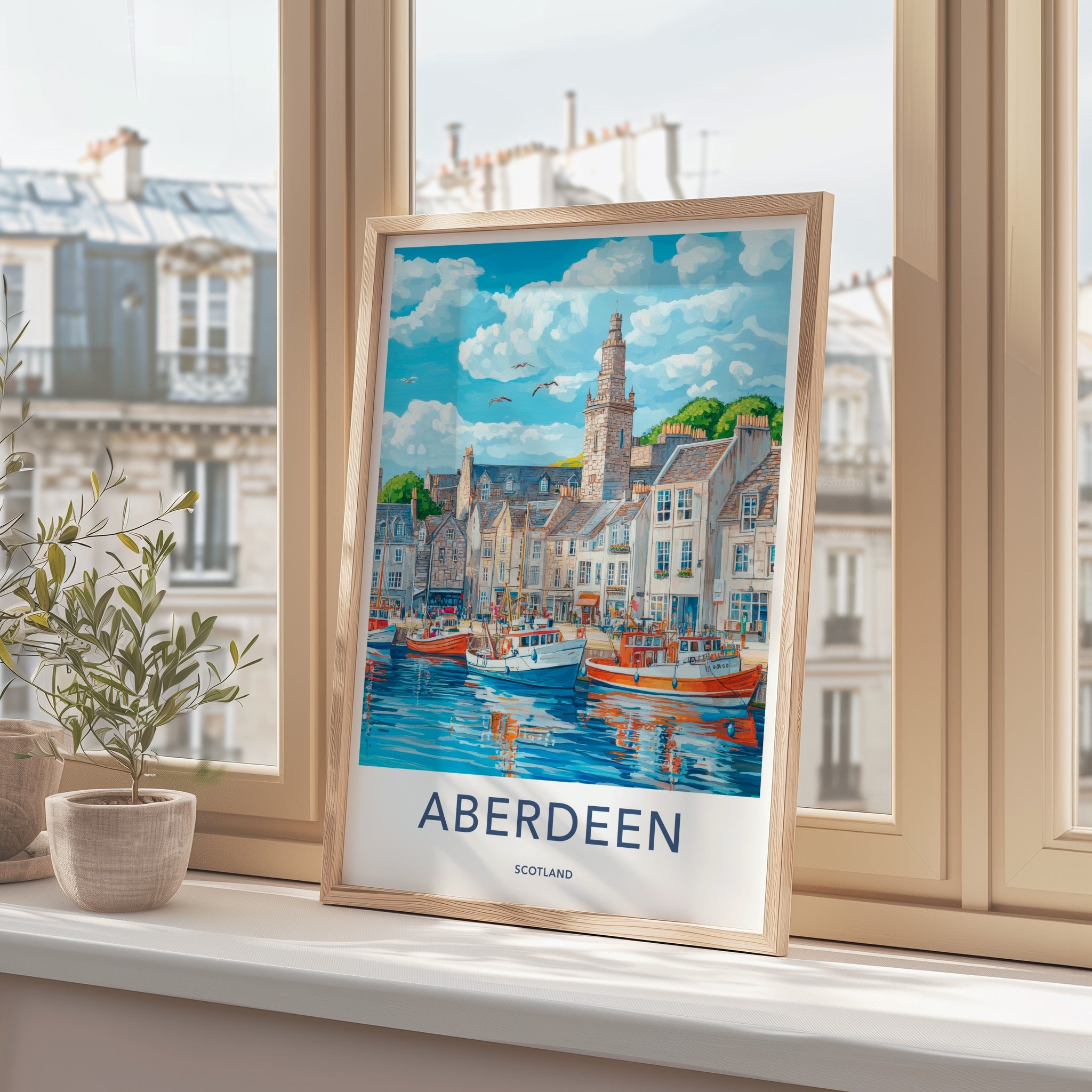 Aberdeen Poster - Scotland Travel Art - Historic Harbor Town Home Decor