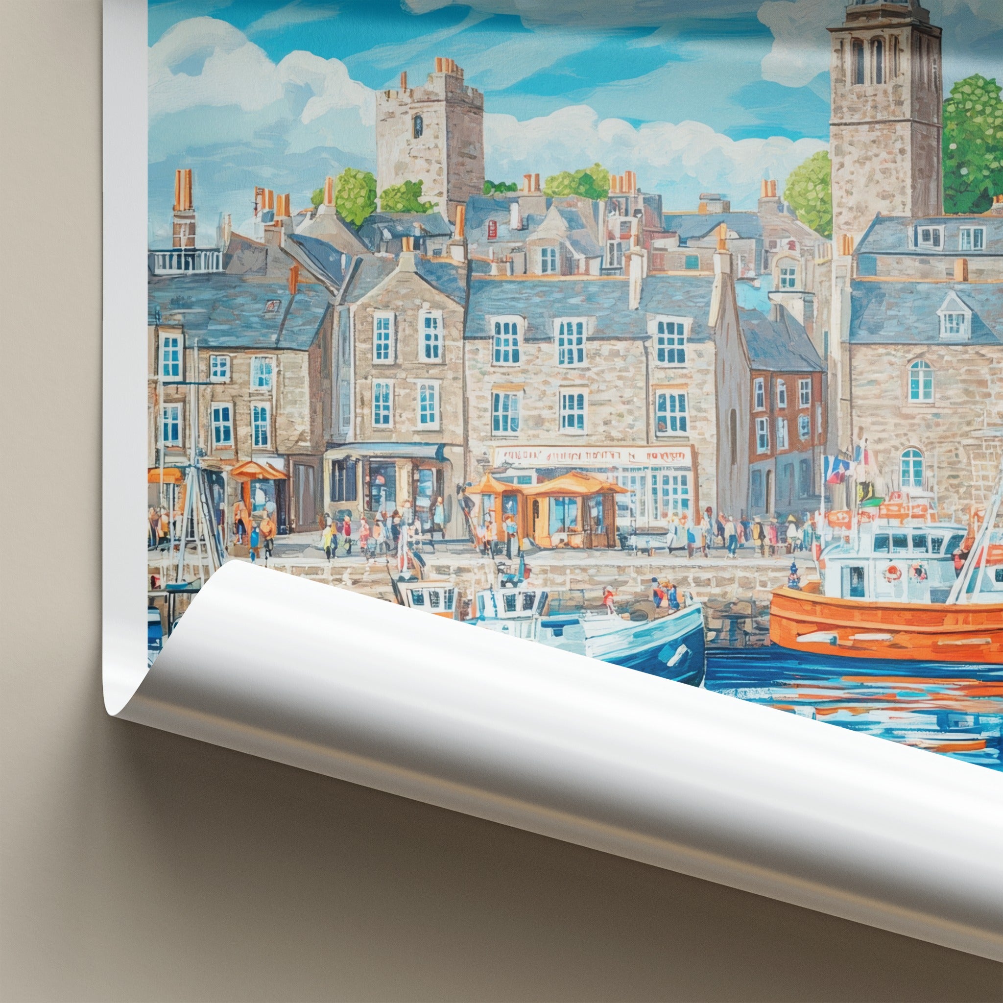 Aberdeen Poster - Scotland Wall Art - Colorful Harbor View Home Decor