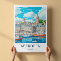 Aberdeen Poster - Scotland Wall Art - Colorful Harbor View Home Decor