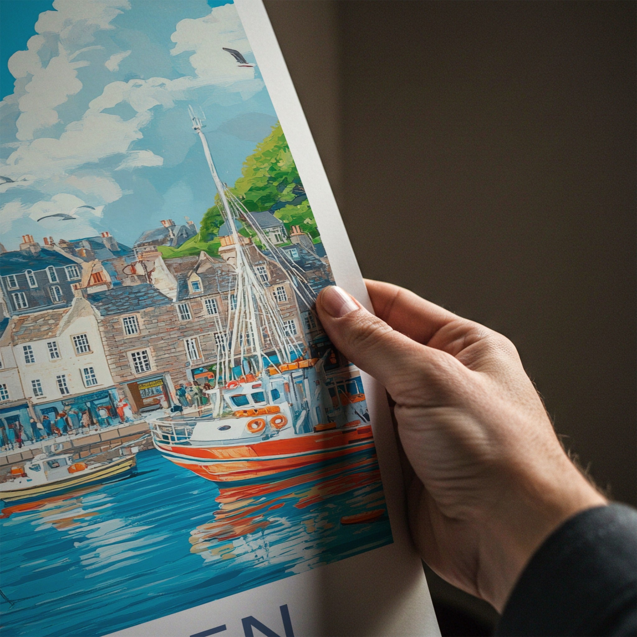 Aberdeen Poster - Scotland Wall Art - Historic Harbor Boats Home Decor