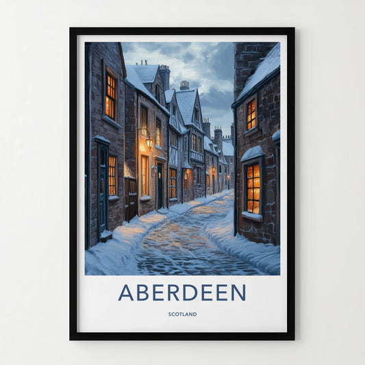 Aberdeen Poster - Scotland Wall Art - Warm Winter Evening Home Decor