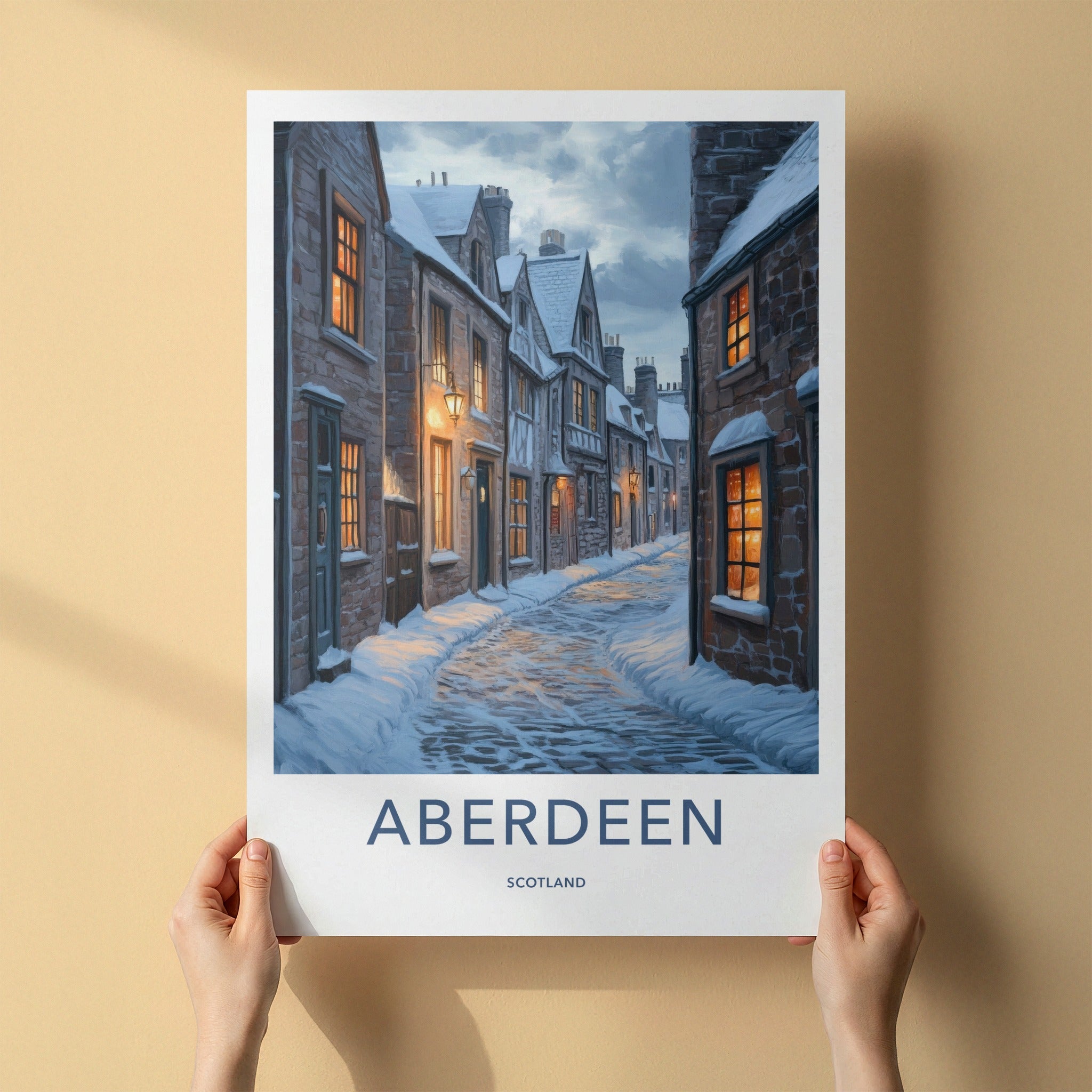 Aberdeen Poster - Scotland Wall Art - Warm Winter Evening Home Decor