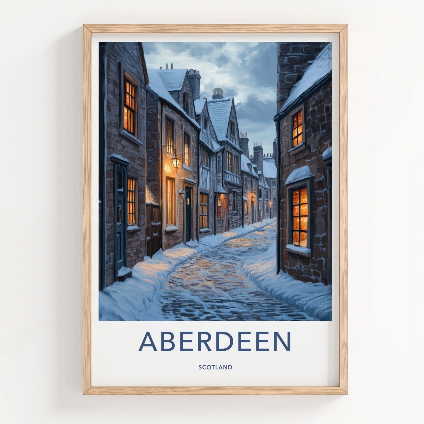 Aberdeen Poster - Scotland Wall Art - Warm Winter Evening Home Decor