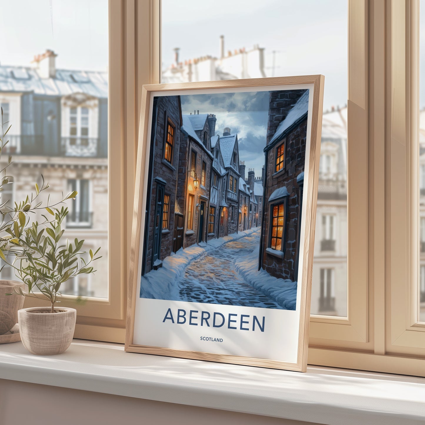 Aberdeen Poster - Scotland Wall Art - Warm Winter Evening Home Decor