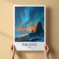 Abisko Poster - Sweden Travel Illustration - Arctic starlight Home Decor