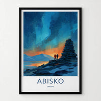 Abisko Poster - Sweden Travel Illustration - Arctic starlight Home Decor