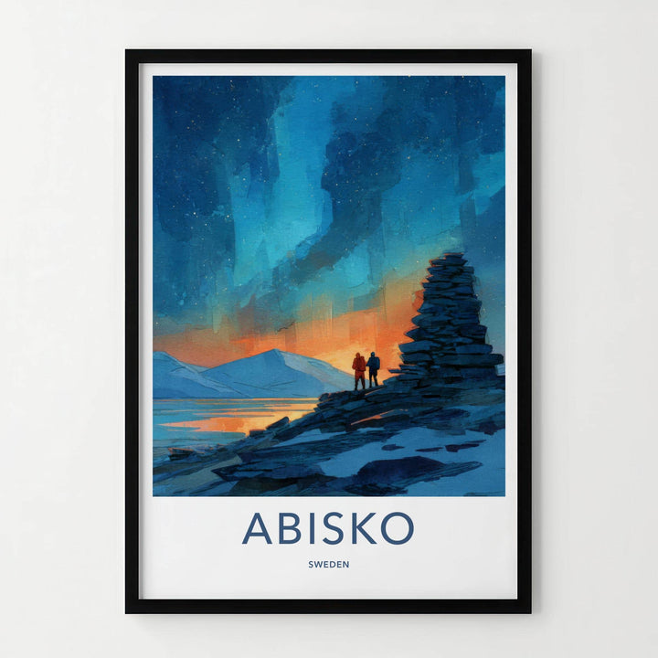 Abisko Poster - Sweden Travel Illustration - Arctic starlight Home Decor