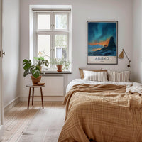 Abisko Poster - Sweden Travel Illustration - Arctic starlight Home Decor