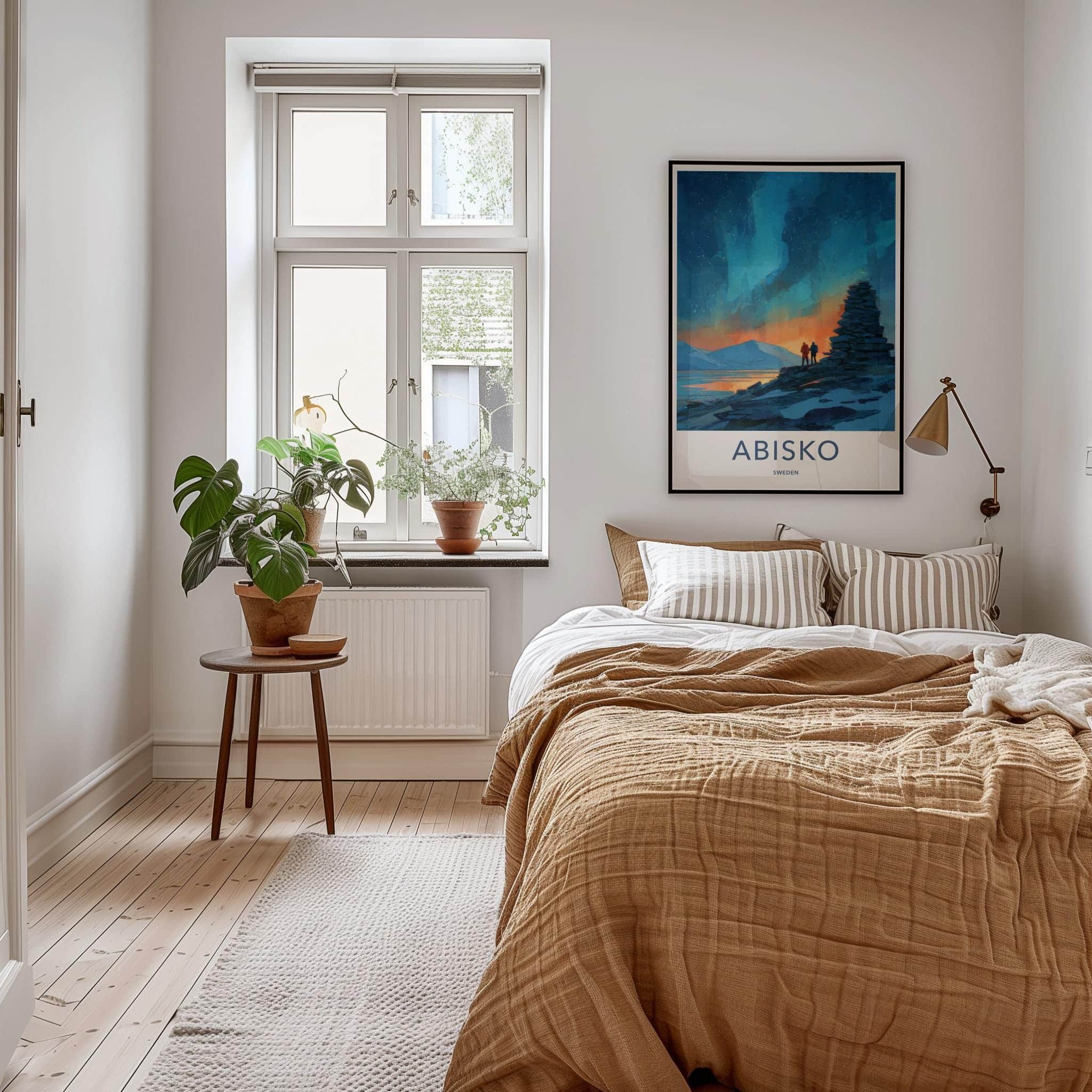 Abisko Poster - Sweden Travel Illustration - Arctic starlight Home Decor