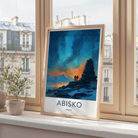 Abisko Poster - Sweden Travel Illustration - Arctic starlight Home Decor